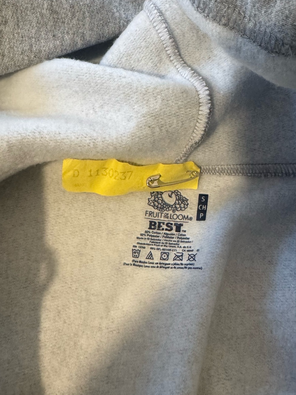 Fruit of the Loom Men's Light Gray Zip Hoodie - Picture 3 of 4